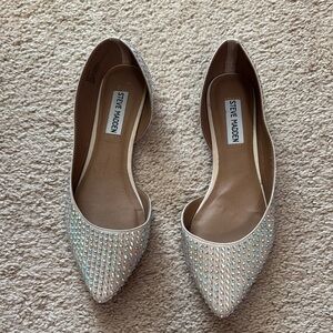 Steve Madden Cream Flats with Rhinestones Textured Design. No tags